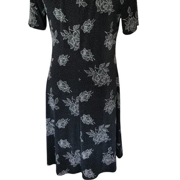 Teddi Dresses Floral Midi Dress: Vintage Black Tan Flowery Shift, Size 10 - Picture 8 of 9